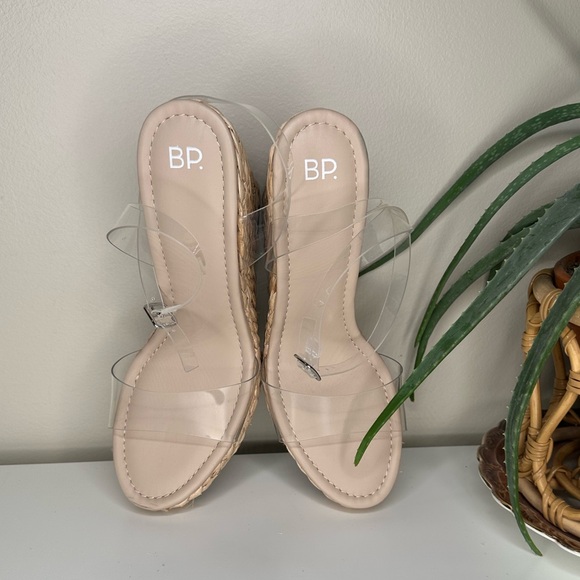 BP. Clear Strap Espadrille Wedge Sandals Size 10M Ankle Strap Platform Heels NWT - Picture 7 of 12